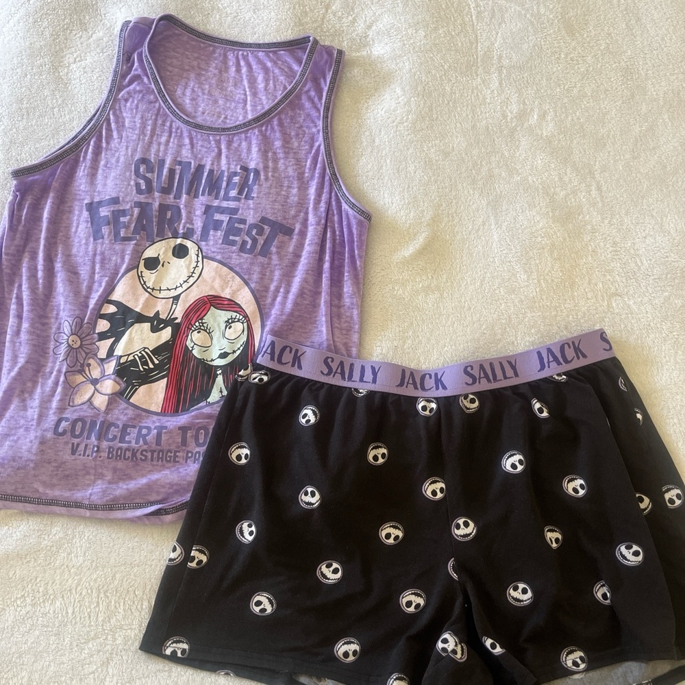 Nightmare Before Christmas Women's Pajama Set - Purple and Black